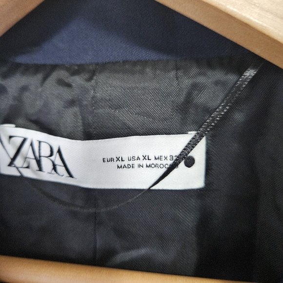 Zara Double Breasted Tailored Blazer XL Navy Blue Gold Buttons 8255/703 - Picture 5 of 15
